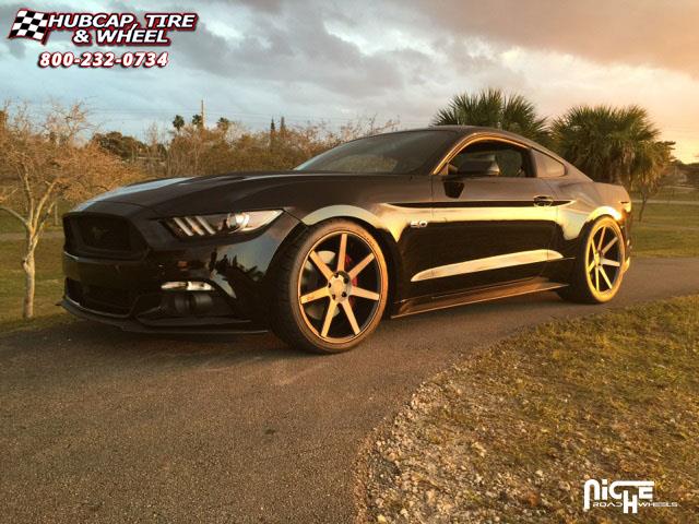 vehicle gallery/ford mustang niche verona m150  Black & Machined with Dark Tint wheels and rims